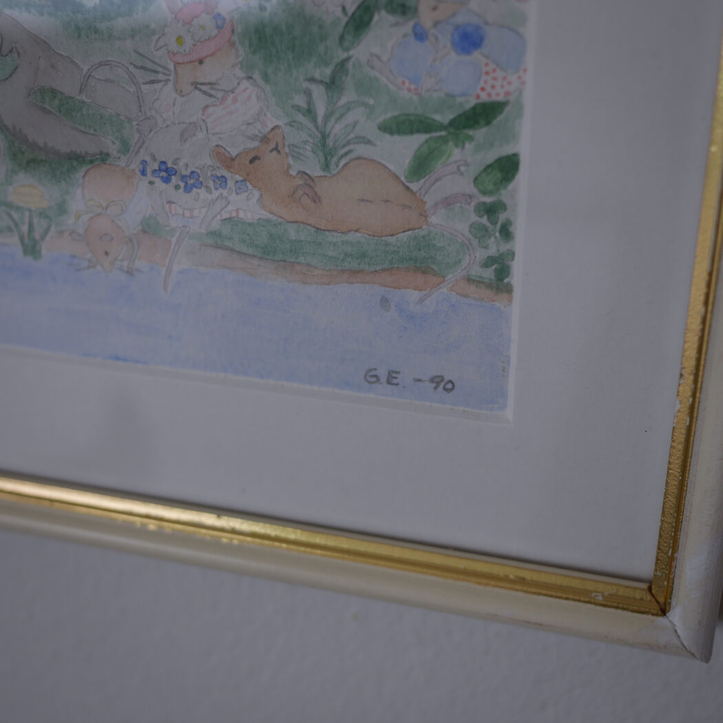 Akvarelbillede af Mus til Børneværelset 2