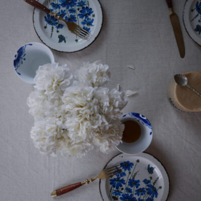 Tallerkner med Blå Blomster, 6 stk.