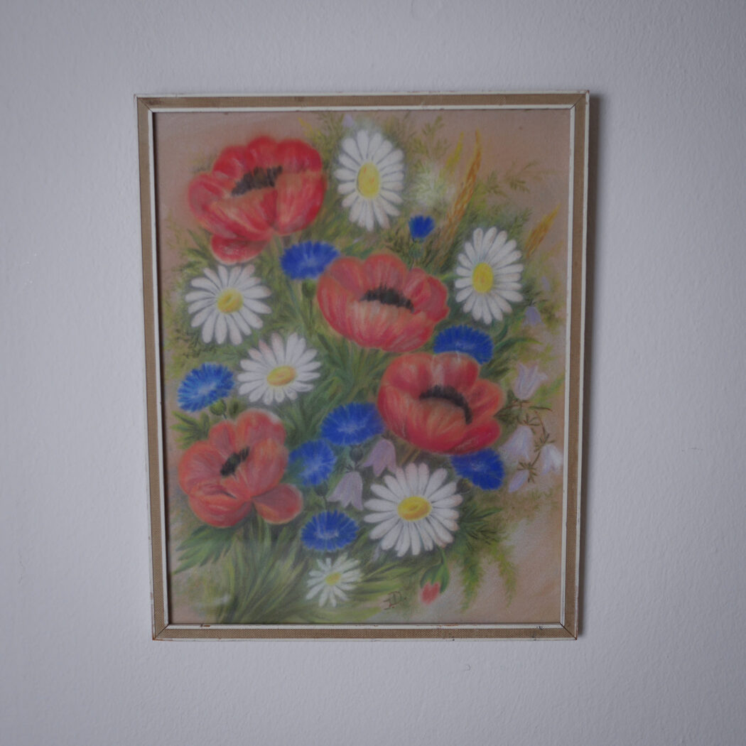 Smukt Billede med Håndmalede Blomster 1