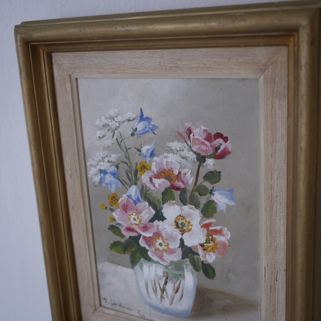 Blomstermaleri i Guldramme 3
