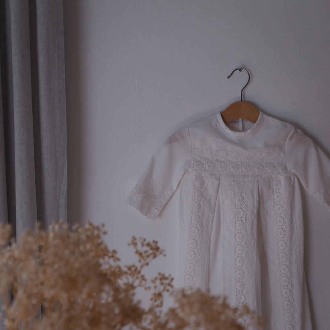 Vintage Dåbskjole med blomster
