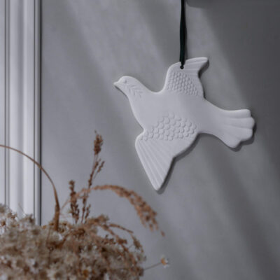 Hvid Due i Gips til Væggen