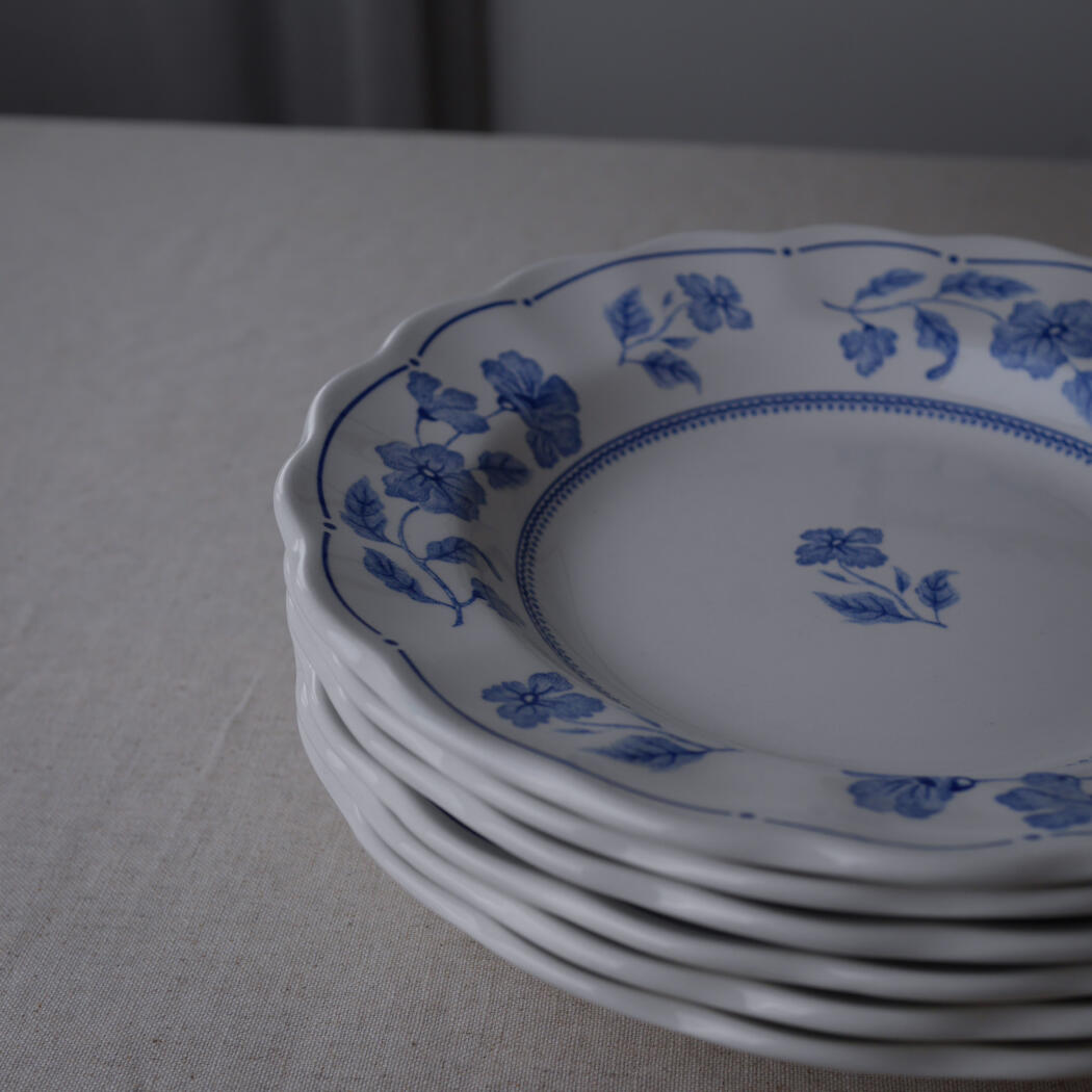 Dybe Italienske Tallerkner med Blå Blomster, 6 stk. 4