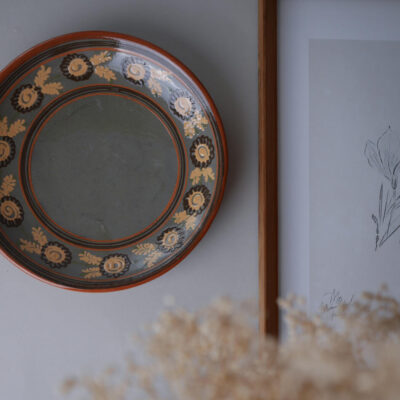 Vintage Platte i Keramik med Blomster