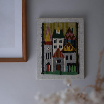 Vævet Billede med Huse