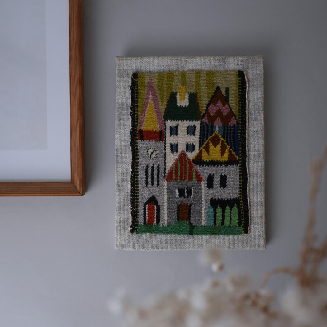 Vævet Billede med Huse