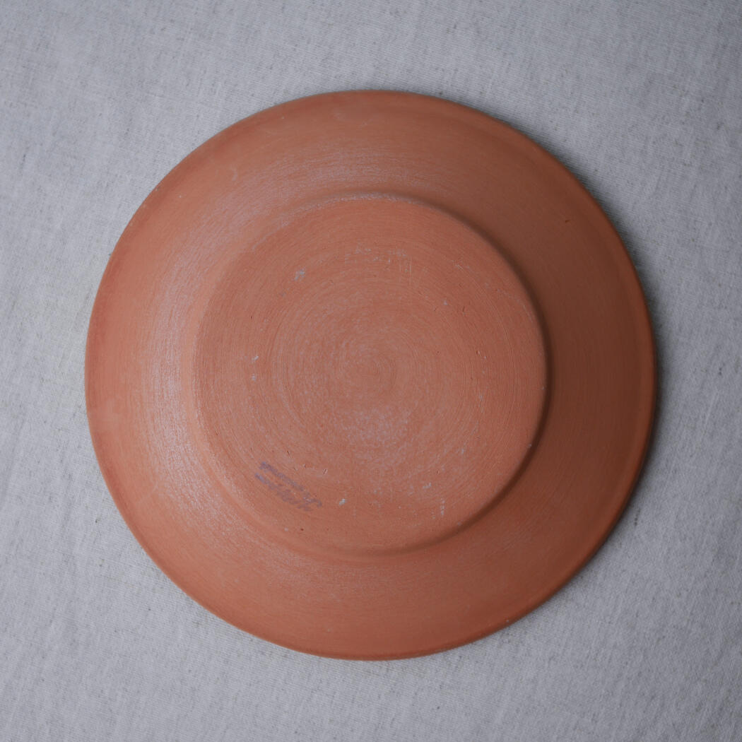 Brune Lertallerkner med Lyse Dekorationer, 6 stk. 5