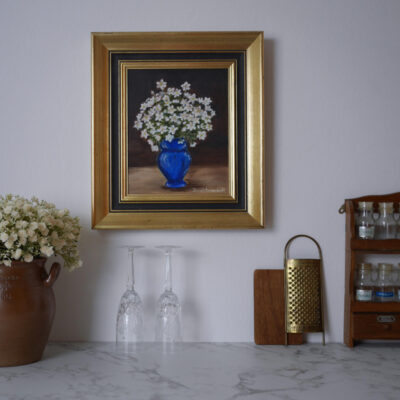 Blomstermaleri i Bred Guldramme