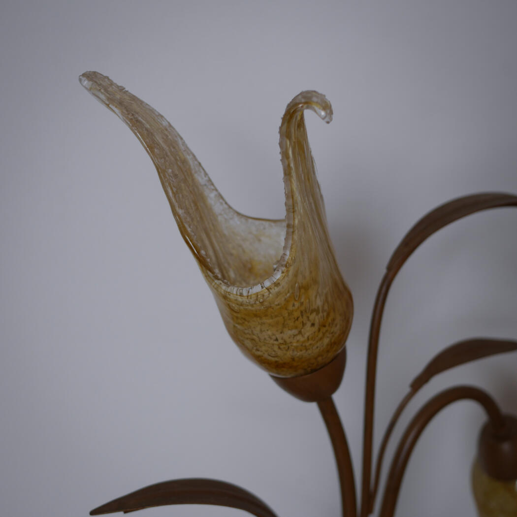Bronzelampe med Glasblomster 2