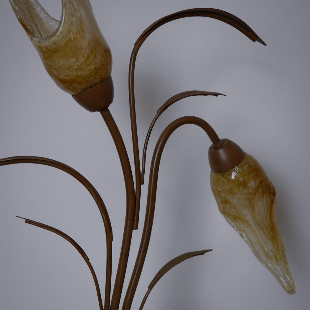 Bronzelampe med Glasblomster 3