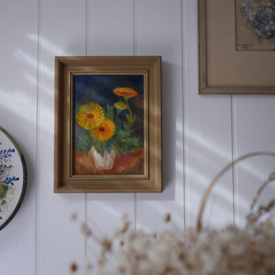 Lille Maleri med Gule Blomster