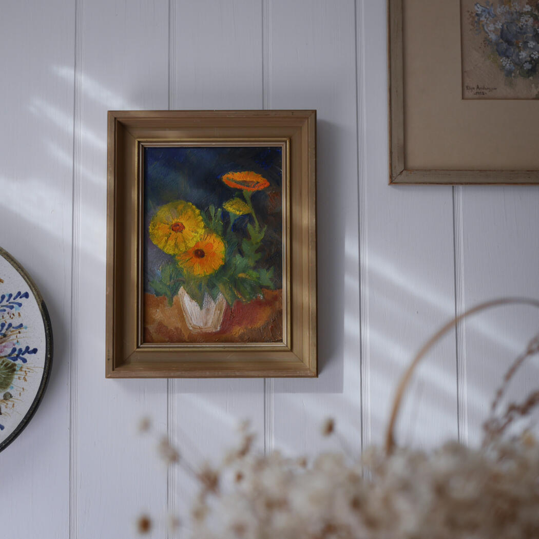 Lille Maleri med Gule Blomster