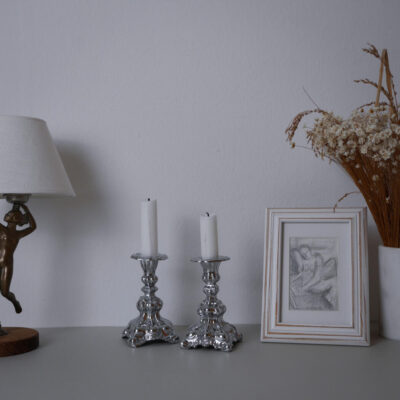 Smukke Vintage Sølv Farvede Lysestager, 2 stk.