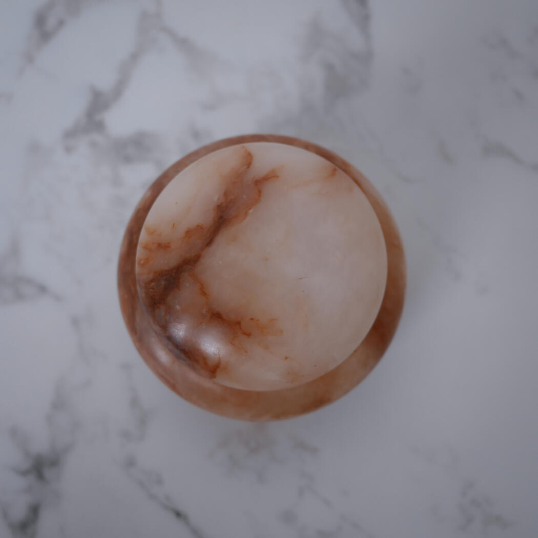 Rund Alabaster Krukke med Låg 6
