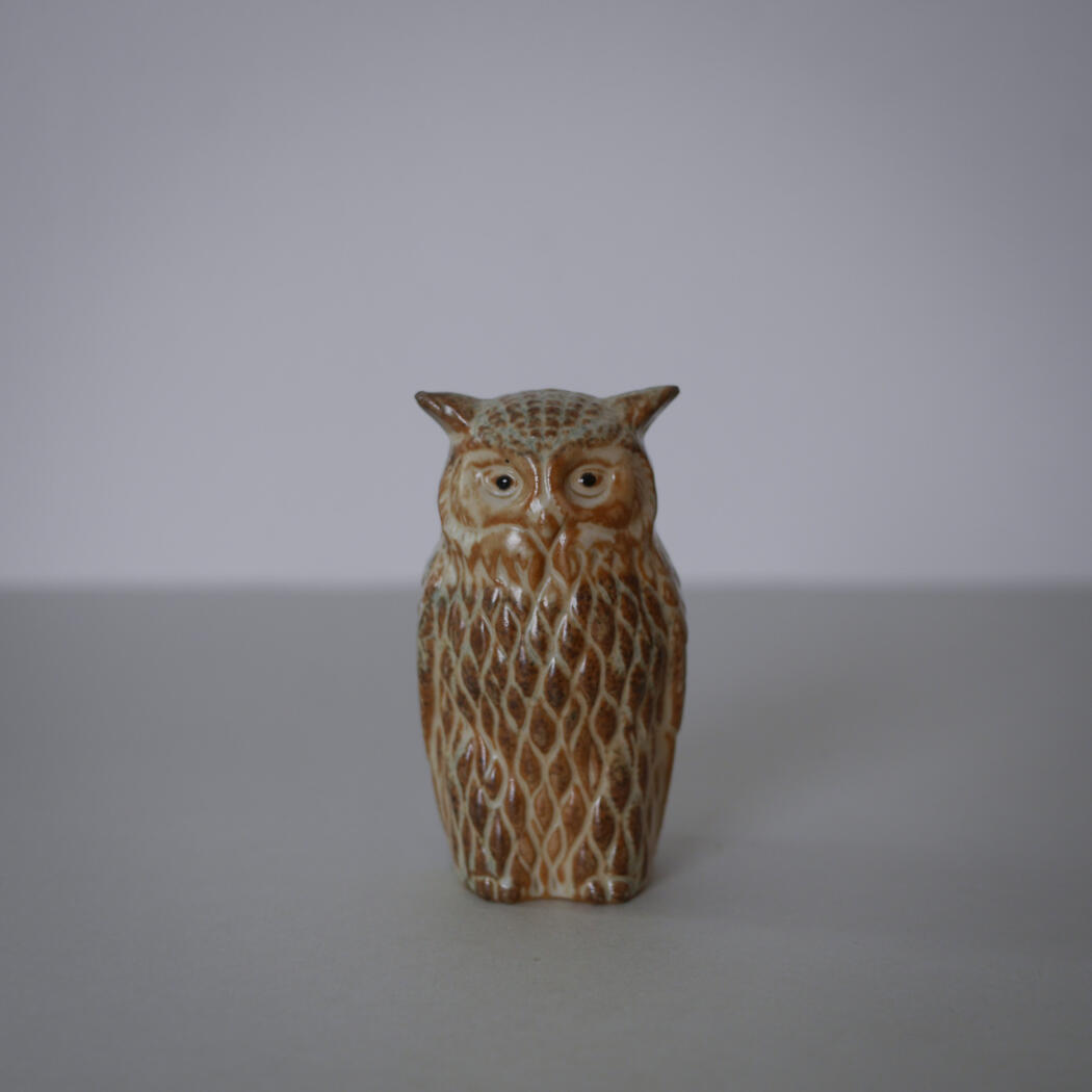 Beige Håndmalet Porcelænsugle 1
