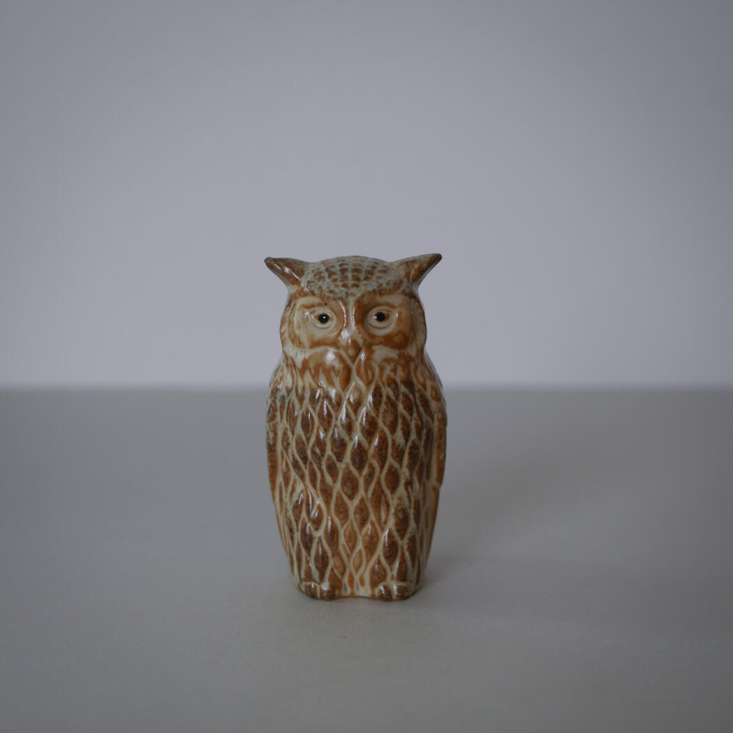 Beige Håndmalet Porcelænsugle 2