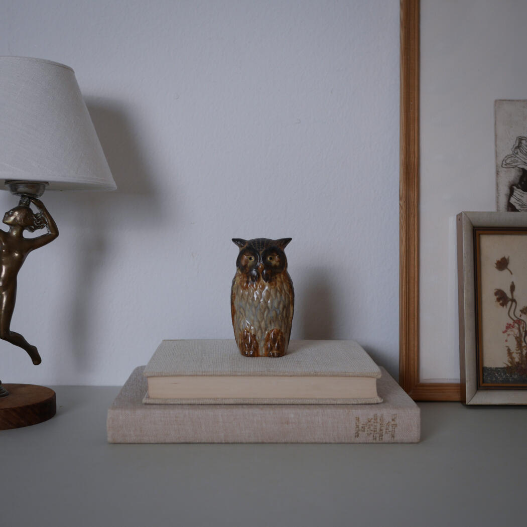 Brun Håndmalet Porcelænsugle