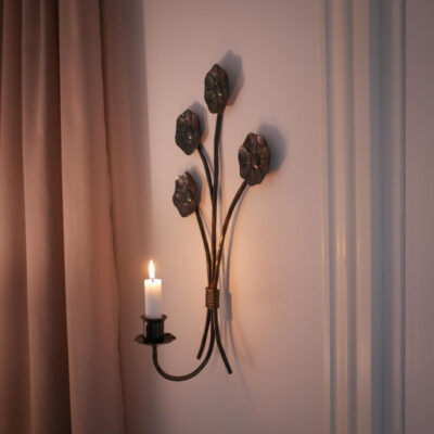 Blomster Metal Lysestage til Væggen