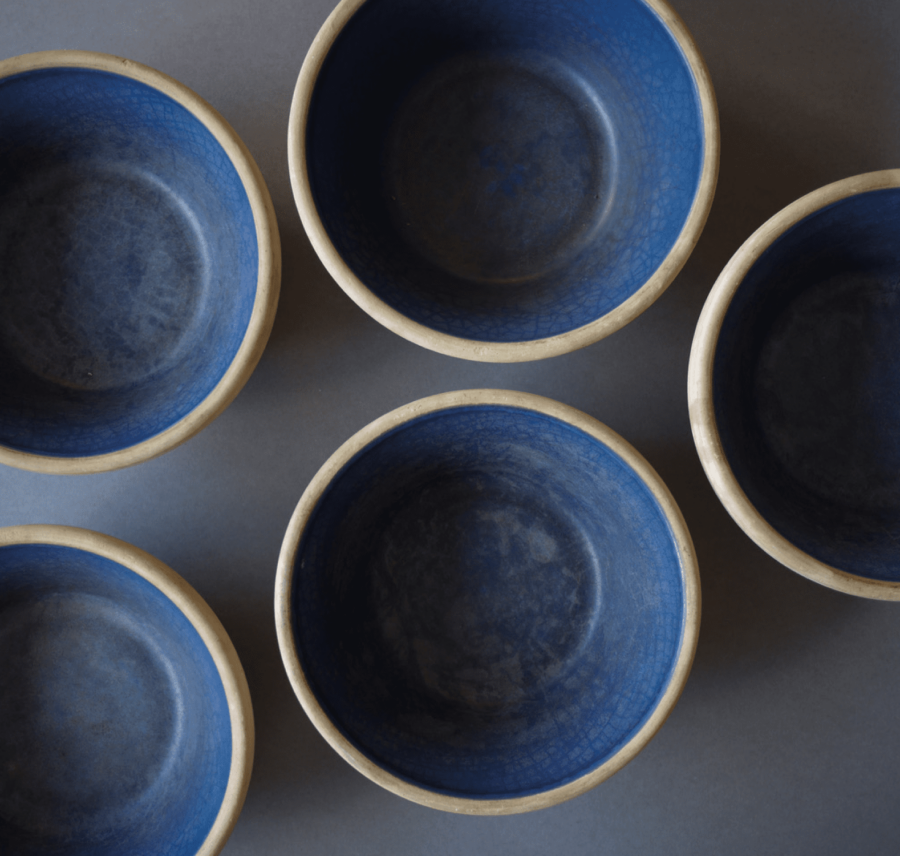 Blå keramikskåle, 4 stk. 2