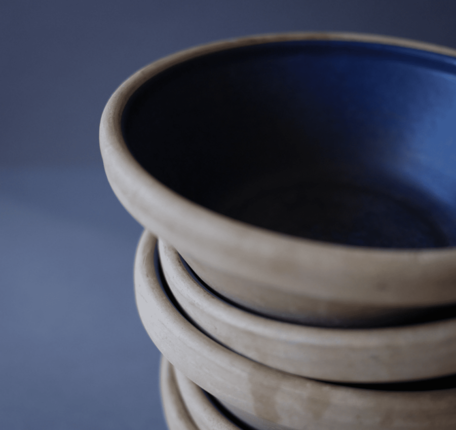 Blå keramikskåle, 4 stk. 5