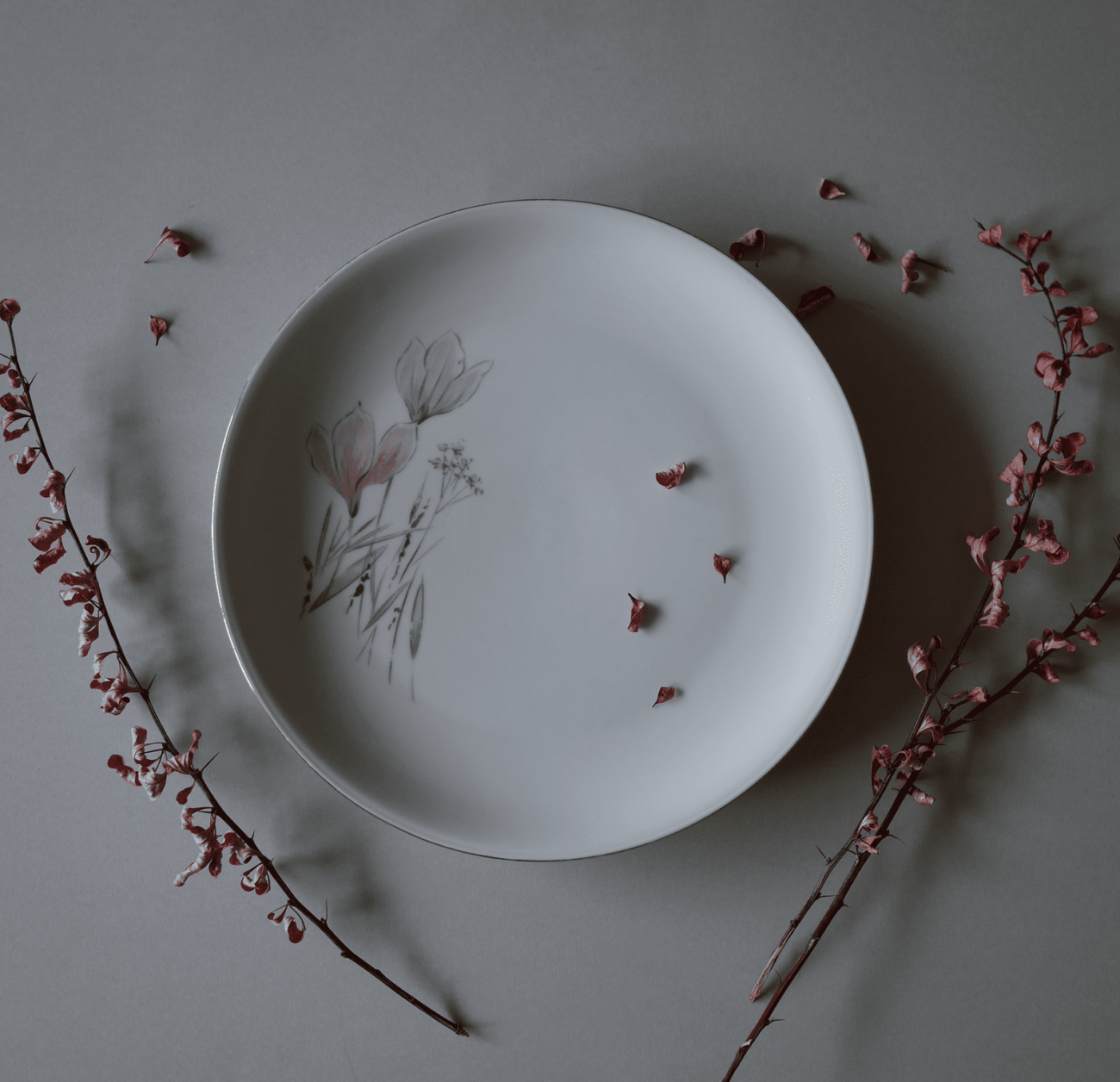 Blomstrede middagstallerkner, 6 stk.