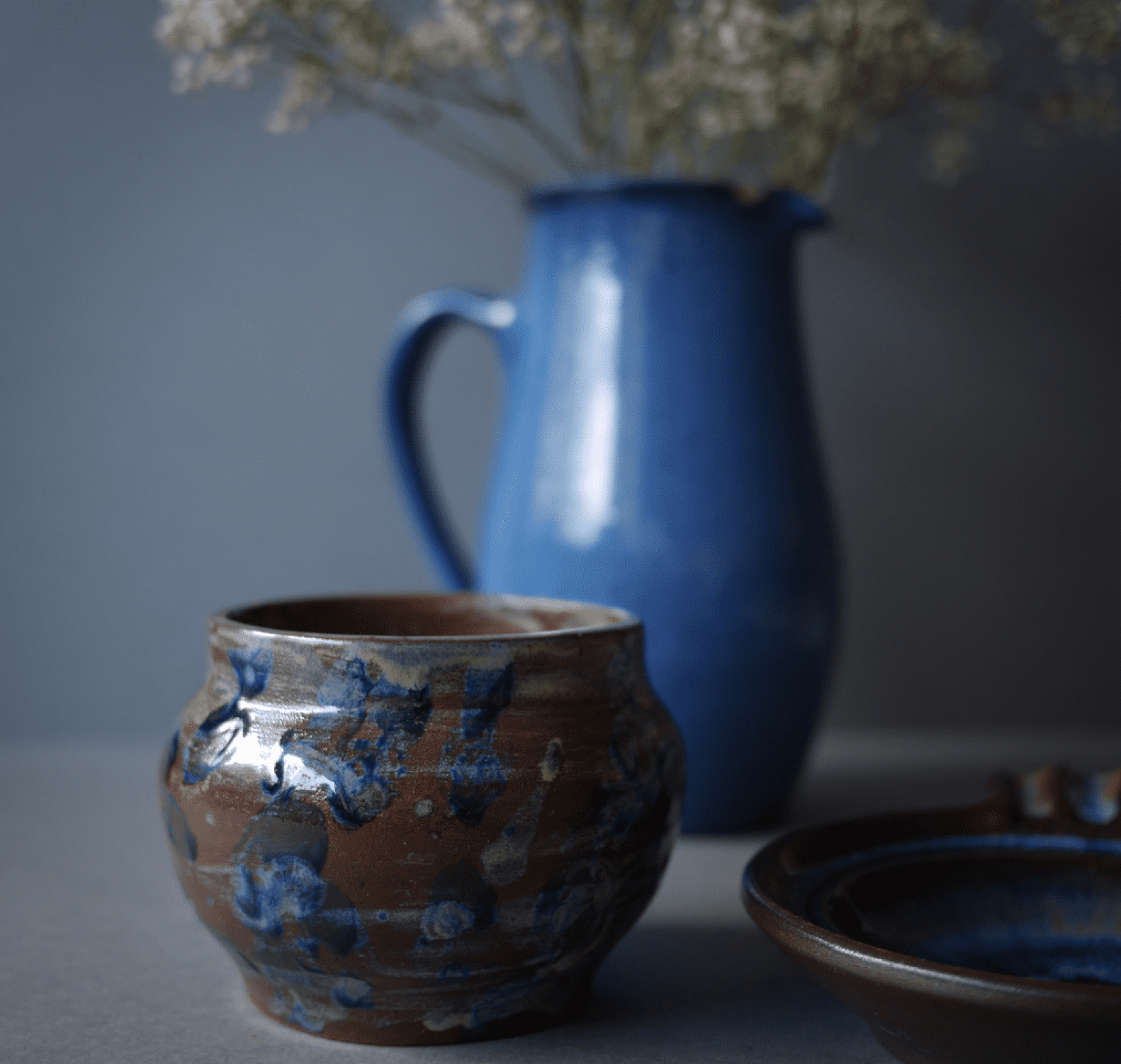 Blå håndlavet Keramikkrukke